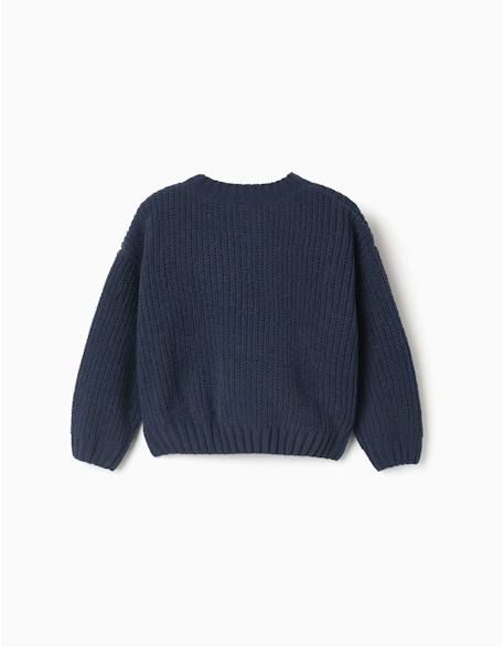 Pull en maille chenille à épaules tombantes Blanc+Bleu foncé+Vert 5 - vertbaudet enfant 