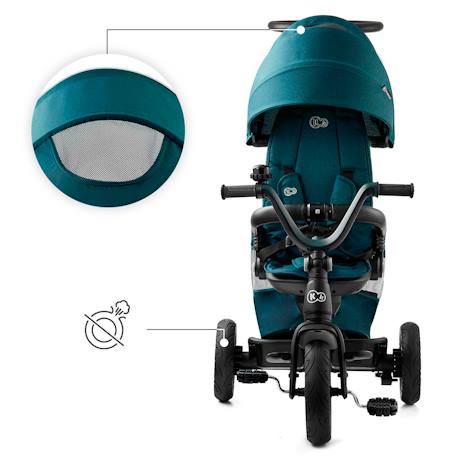 Tricycle Évolutif Kinderkraft EASYTWIST 5 en 1 avec Siège Rotatif 360°, Roues PU Increvables et Capote UPF50+ Beige+Gris+Noir+Rose+Vert 28 - vertbaudet enfant 