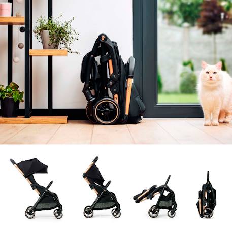 Poussette Kinderkraft APINO légère et compacte avec pliage automatique, dossier inclinable et roues increvables Gris+Noir 2 - vertbaudet enfant 