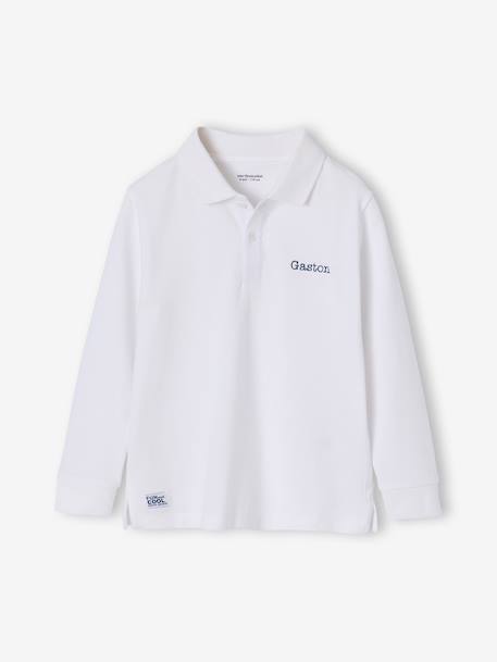 Polo manches longues garçon blanc+bleu ardoise 1 - vertbaudet enfant 
