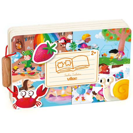 Livre puzzles en bois Bleu+Jaune+Orange 13 - vertbaudet enfant 