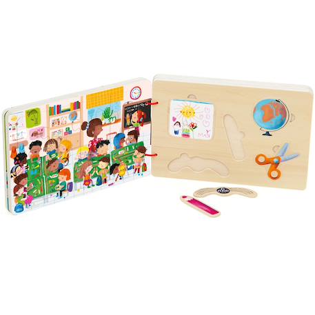 Livre puzzles en bois Bleu+Jaune+Orange 9 - vertbaudet enfant 