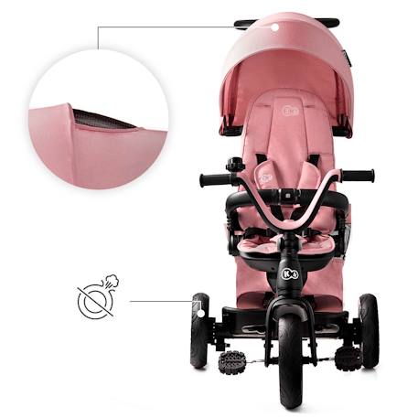 Tricycle Évolutif Kinderkraft EASYTWIST 5 en 1 avec Siège Rotatif 360°, Roues PU Increvables et Capote UPF50+ Beige+Gris+Noir+Rose+Vert 22 - vertbaudet enfant 