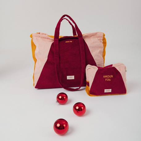 Trousse de toilette en velours high five Bleu marine+Rose 8 - vertbaudet enfant 