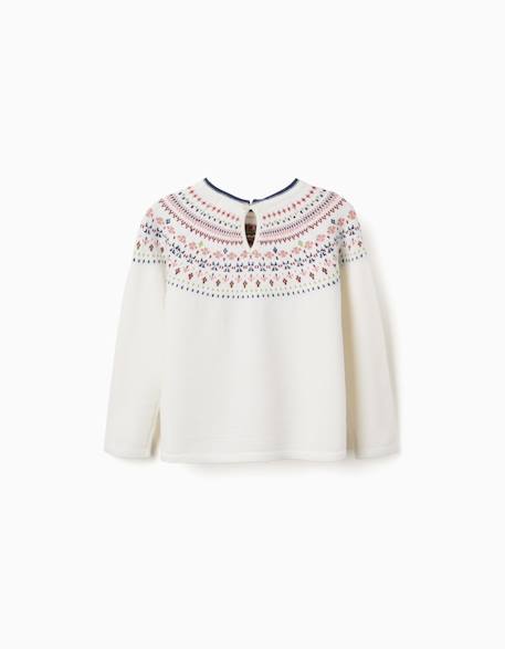 Pull en maille avec motif jacquard Blanc+Rose 2 - vertbaudet enfant 
