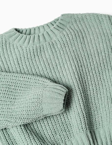 Pull en maille chenille à épaules tombantes Blanc+Bleu foncé+Vert 9 - vertbaudet enfant 
