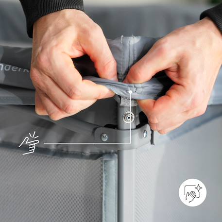 Parc Bébé ZIKI pliable avec entrée latérale zippée, structure en acier et sac de transport inclus pratique Beige+Grey 11 - vertbaudet enfant 