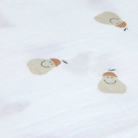 Lot de 2 langes doux happy fruits poire (120x120 cm) Blanc, vert, marron 4 - vertbaudet enfant 