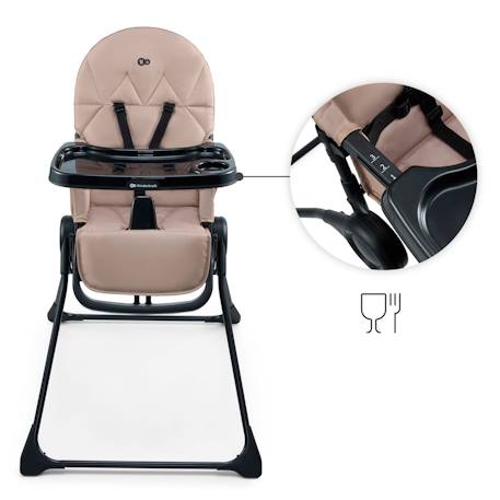 Chaise Haute Bébé Kinderkraft BINCI pliable et compacte avec plateau réglable, harnais 5 points et repose-pieds Beige+Grey+Light grey 4 - vertbaudet enfant 