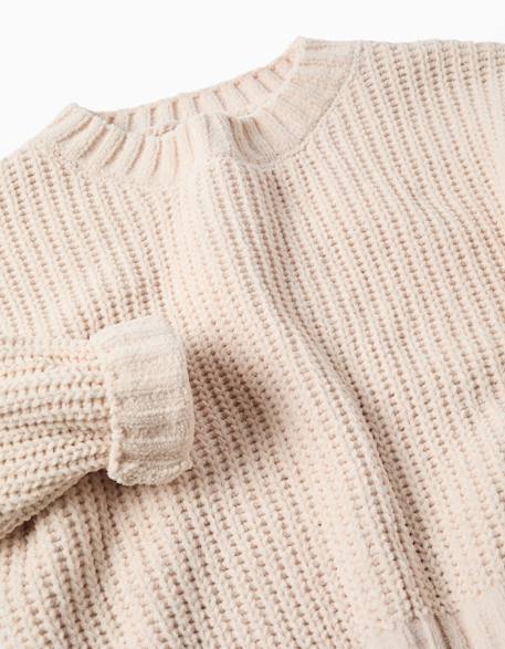Pull en maille chenille à épaules tombantes Blanc+Bleu foncé+Vert 3 - vertbaudet enfant 
