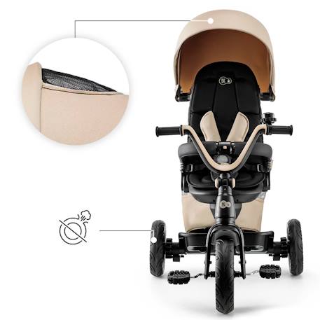 Tricycle Évolutif Kinderkraft EASYTWIST 5 en 1 avec Siège Rotatif 360°, Roues PU Increvables et Capote UPF50+ Beige+Gris+Noir+Rose+Vert 4 - vertbaudet enfant 