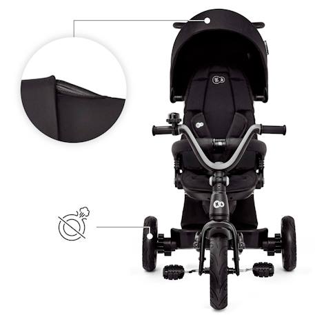 Tricycle Évolutif Kinderkraft EASYTWIST 5 en 1 avec Siège Rotatif 360°, Roues PU Increvables et Capote UPF50+ Beige+Gris+Noir+Rose+Vert 16 - vertbaudet enfant 