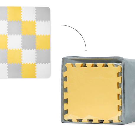 Tapis en Mousse Kinderkraft LUNO avec 30 Puzzles Modulables, Surface Antidérapante, Sac de Rangement et Épaisseur 1,2 cm Jaune+Noir 4 - vertbaudet enfant 