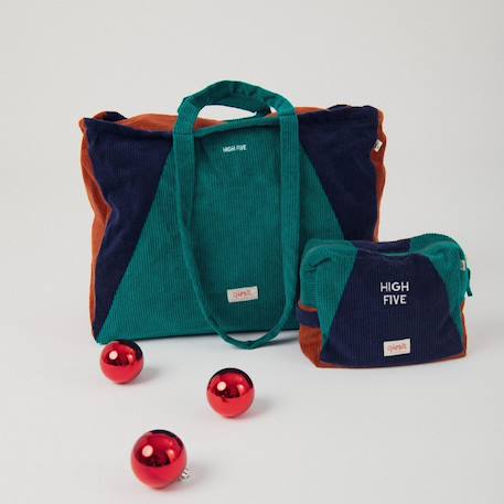 Trousse de toilette en velours high five Bleu marine+Rose 4 - vertbaudet enfant 