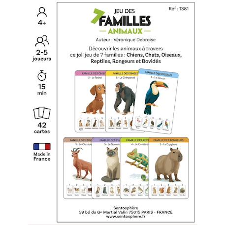 Jeu des 7 familles animaux Bleu 3 - vertbaudet enfant 