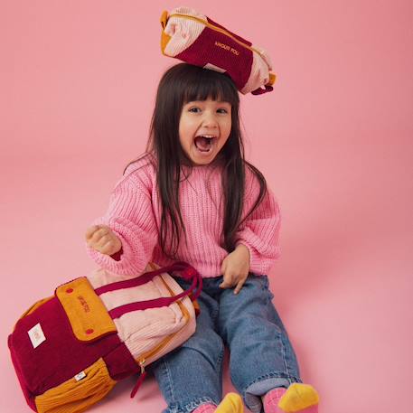 Trousse scolaire en velours high five Bleu marine+Rose 12 - vertbaudet enfant 