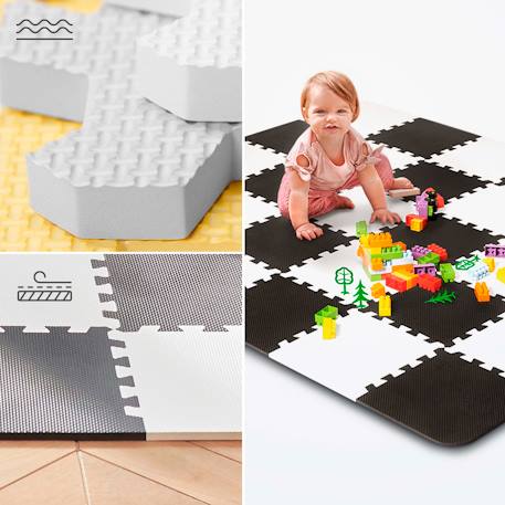 Tapis en Mousse Kinderkraft LUNO avec 30 Puzzles Modulables, Surface Antidérapante, Sac de Rangement et Épaisseur 1,2 cm Jaune+Noir 2 - vertbaudet enfant 