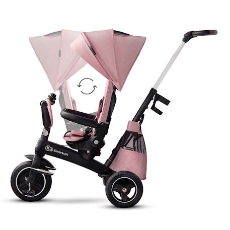 Tricycle Évolutif Kinderkraft EASYTWIST 5 en 1 avec Siège Rotatif 360°, Roues PU Increvables et Capote UPF50+ Beige+Gris+Noir+Rose+Vert 21 - vertbaudet enfant 