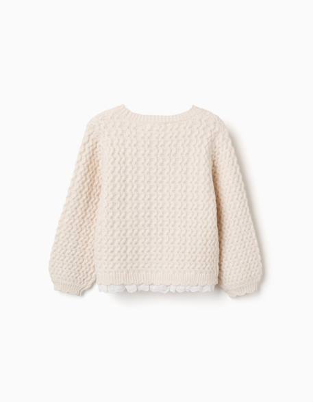 Pull en maille épaisse avec broderie anglaise Beige clair 2 - vertbaudet enfant 