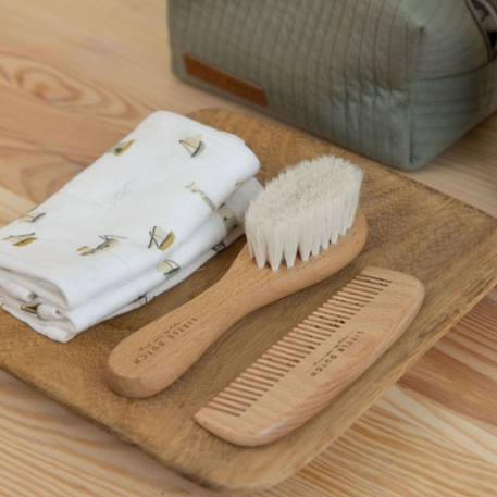 Ensemble brosse et peigne bébé en bois Beige, blanc 3 - vertbaudet enfant 