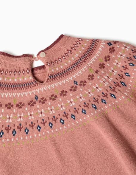 Pull en maille avec motif jacquard Blanc+Rose 6 - vertbaudet enfant 