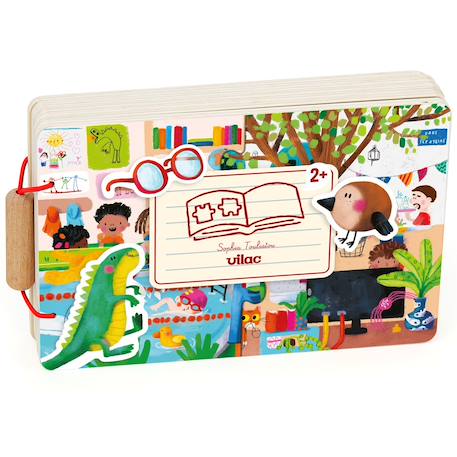Livre puzzles en bois Bleu+Jaune+Orange 7 - vertbaudet enfant 
