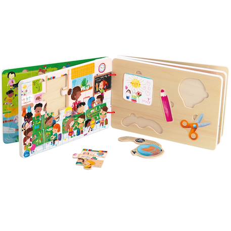 Livre puzzles en bois Bleu+Jaune+Orange 8 - vertbaudet enfant 