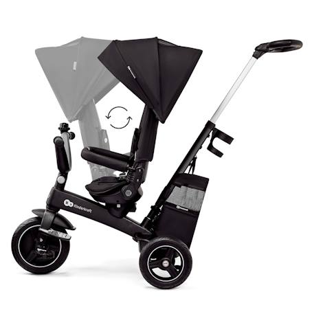 Tricycle Évolutif Kinderkraft EASYTWIST 5 en 1 avec Siège Rotatif 360°, Roues PU Increvables et Capote UPF50+ Beige+Gris+Noir+Rose+Vert 15 - vertbaudet enfant 