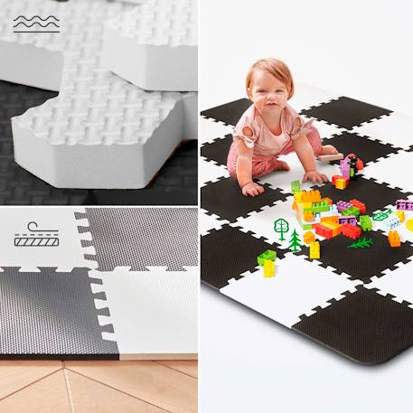 Tapis en Mousse Kinderkraft LUNO avec 30 Puzzles Modulables, Surface Antidérapante, Sac de Rangement et Épaisseur 1,2 cm Jaune+Noir 8 - vertbaudet enfant 