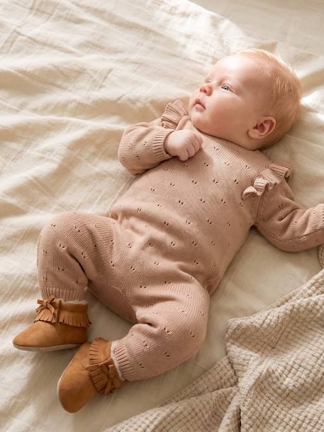 Combinaison bébé fille en tricot beige chiné 3 - vertbaudet enfant 