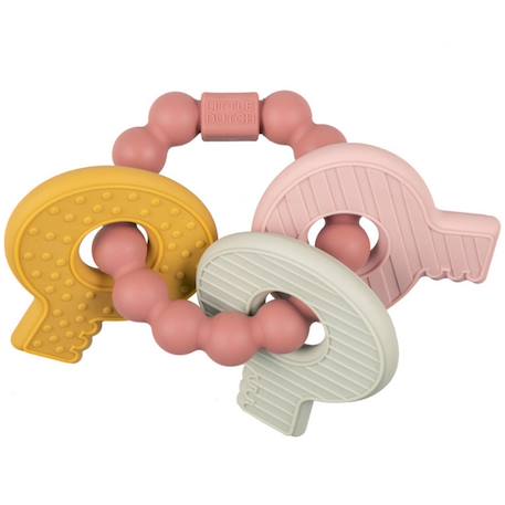 Hochet de dentition trousseau de clefs rose Bleu, jaune, vert d'eau+Rose, jaune, vert d'eau 8 - vertbaudet enfant 