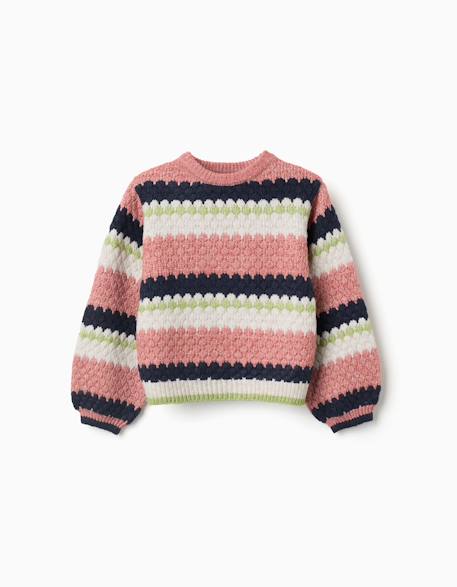 Pull en maille à rayures Rose 1 - vertbaudet enfant 