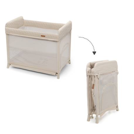 Lit Parapluie Kinderkraft MOON DREAM avec Sommier Suspendu, Matelas Inclus, Pliage en Un Geste et Sac de Transport Beige+Noir 2 - vertbaudet enfant 