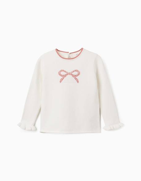 Pull en maille avec nœud jacquard Blanc 1 - vertbaudet enfant 