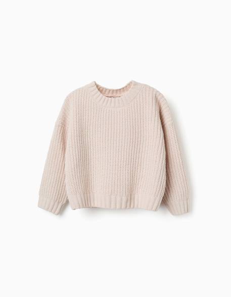 Pull en maille chenille à épaules tombantes Blanc+Bleu foncé+Vert 1 - vertbaudet enfant 