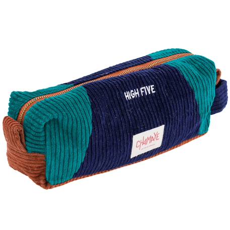 Trousse scolaire en velours high five Bleu marine+Rose 1 - vertbaudet enfant 