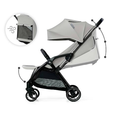 Poussette Kinderkraft APINO légère et compacte avec pliage automatique, dossier inclinable et roues increvables Gris+Noir 11 - vertbaudet enfant 