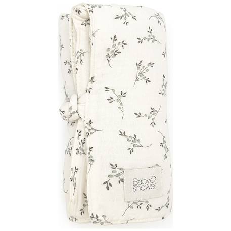 Tapis à langer nomade knot olive bloom Ecru, vert 1 - vertbaudet enfant 