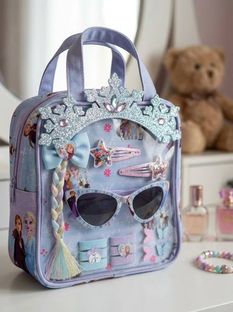 Set beauté 12 accessoires cheveux la reine des neiges avec pochette Bleu et violet 4 - vertbaudet enfant 