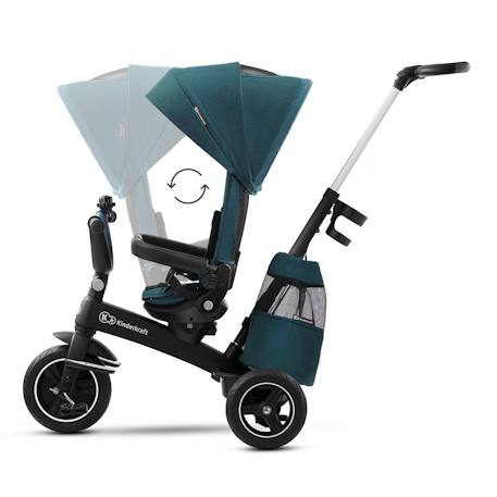 Tricycle Évolutif Kinderkraft EASYTWIST 5 en 1 avec Siège Rotatif 360°, Roues PU Increvables et Capote UPF50+ Beige+Gris+Noir+Rose+Vert 27 - vertbaudet enfant 