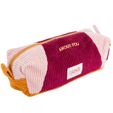 Trousse scolaire en velours high five Bleu marine+Rose 7 - vertbaudet enfant 