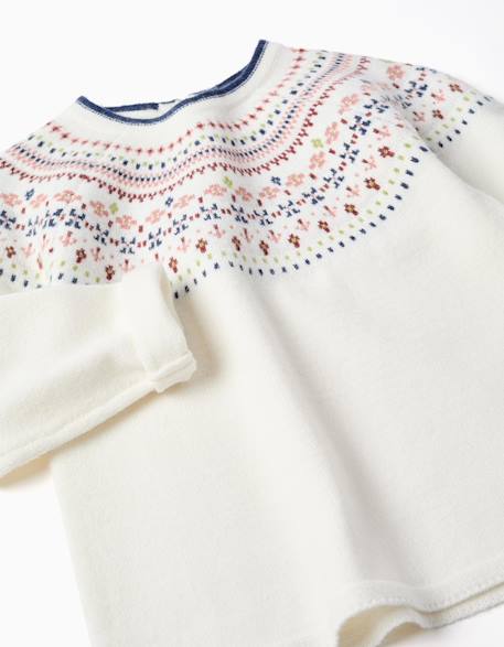 Pull en maille avec motif jacquard Blanc+Rose 3 - vertbaudet enfant 