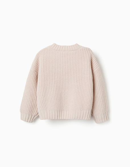 Pull en maille chenille à épaules tombantes Blanc+Bleu foncé+Vert 2 - vertbaudet enfant 