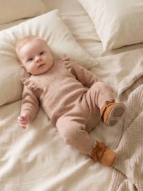 Combinaison bébé fille en tricot beige chiné 2 - vertbaudet enfant 