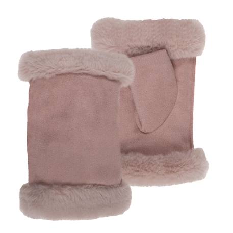 Mitaines  suédine bords fourrure doublées fausse fourrure Rose 1 - vertbaudet enfant 