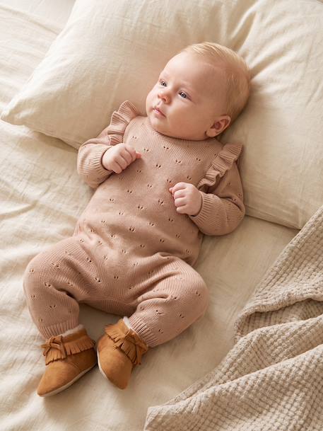 Combinaison bébé fille en tricot beige chiné 1 - vertbaudet enfant 
