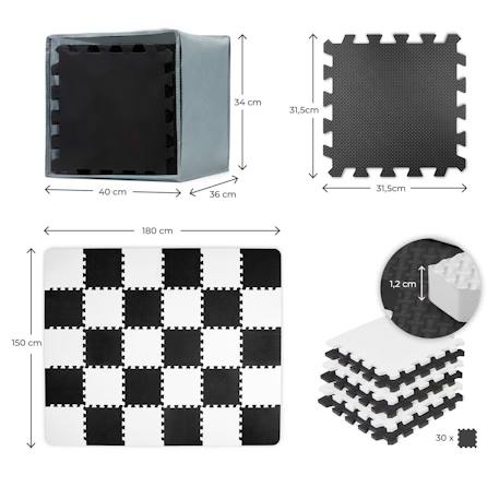 Tapis en Mousse Kinderkraft LUNO avec 30 Puzzles Modulables, Surface Antidérapante, Sac de Rangement et Épaisseur 1,2 cm Jaune+Noir 11 - vertbaudet enfant 