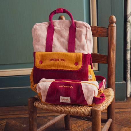 Trousse scolaire en velours high five Bleu marine+Rose 11 - vertbaudet enfant 