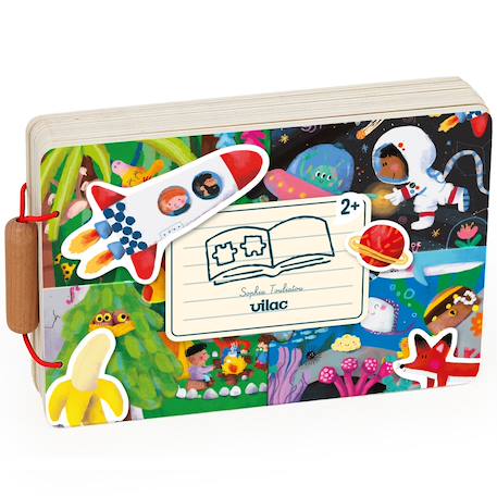 Livre puzzles en bois Bleu+Jaune+Orange 1 - vertbaudet enfant 