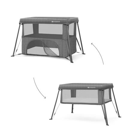 Lit Parapluie Kinderkraft CAMI 3 en 1 Compact et Léger avec Sommier Réglable, Parc Enfant et Sac à Dos Voyage Black+Grey 8 - vertbaudet enfant 